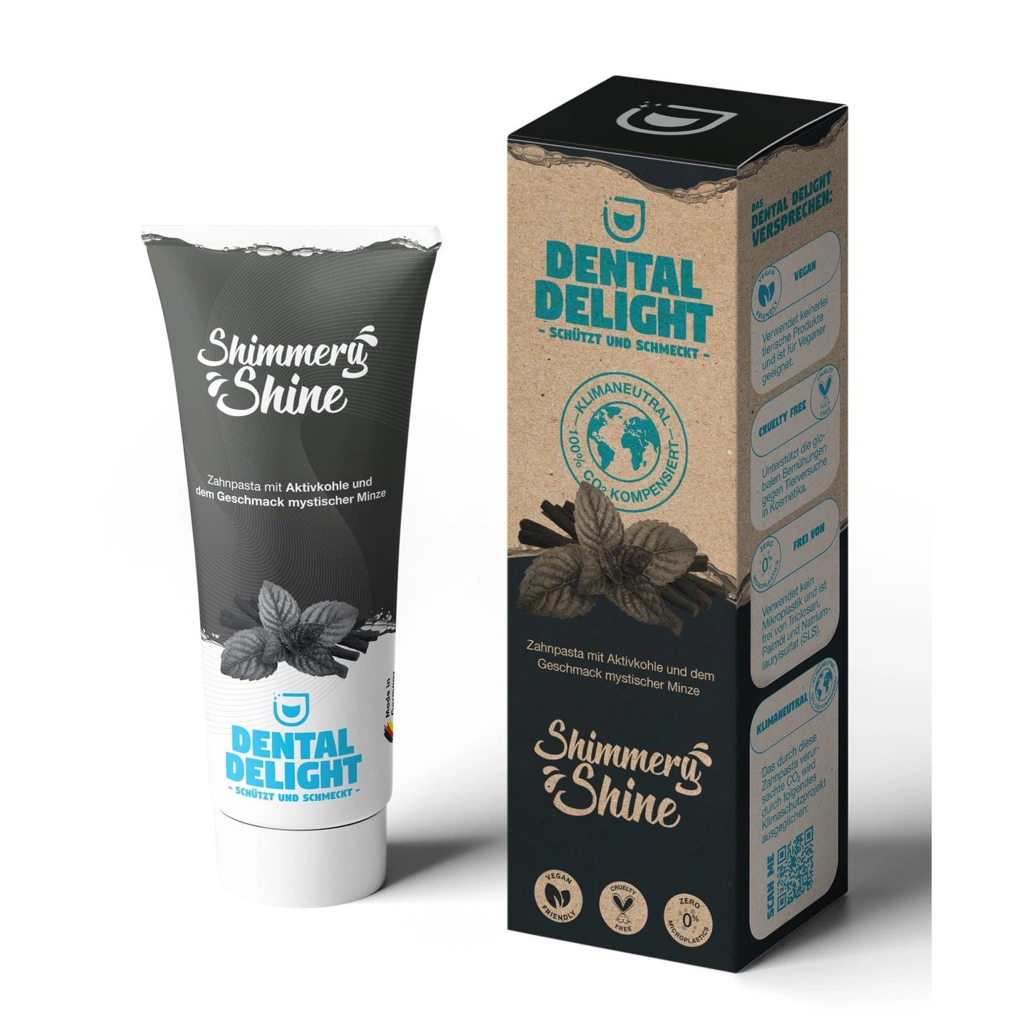 Dentifricio vegano alla menta con carbone attivo 75ml